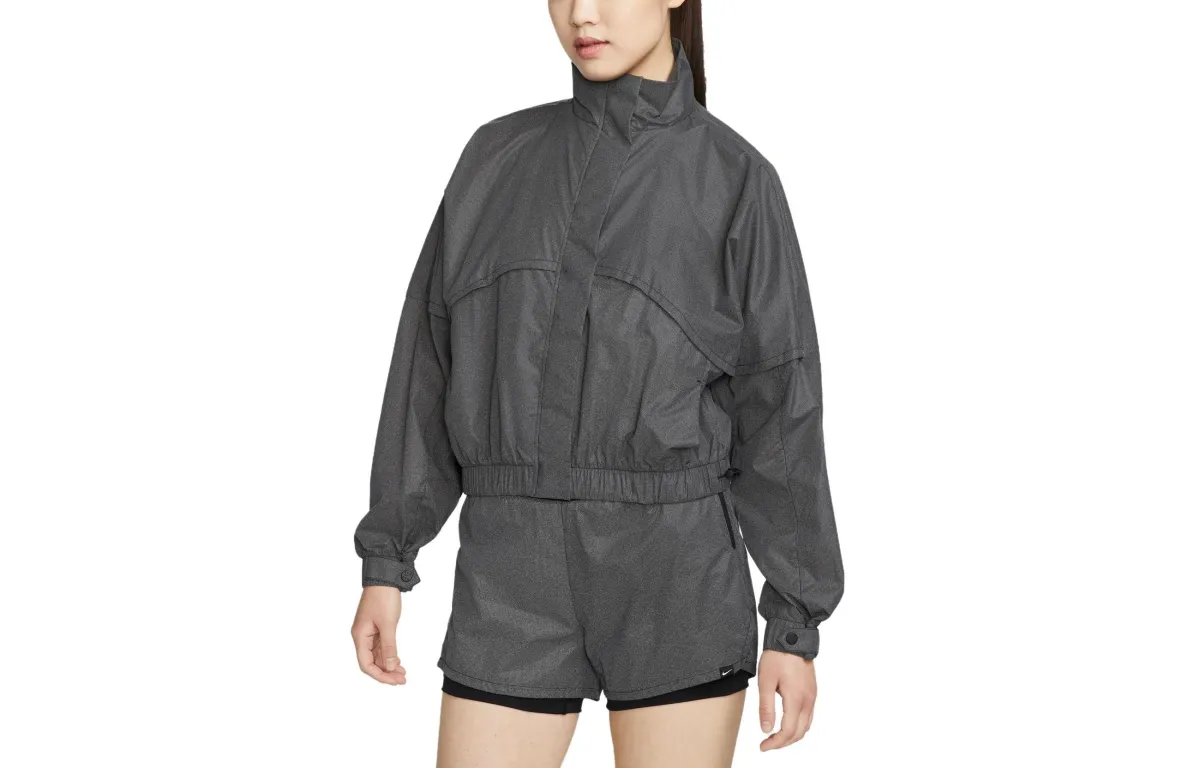 Nike Jackets Women's Black Stand Collar Moderate Nipped-in Waist