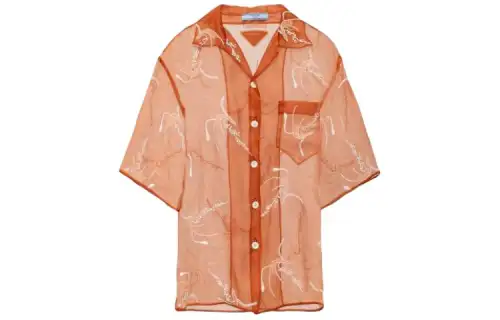 PRADA Shirts Women's Orange Lapel Moderate Other