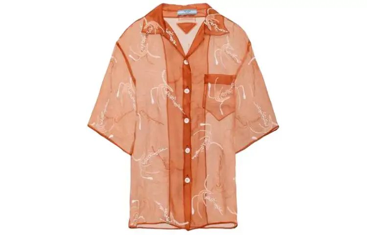 PRADA Shirts Women's Orange Lapel Moderate Other