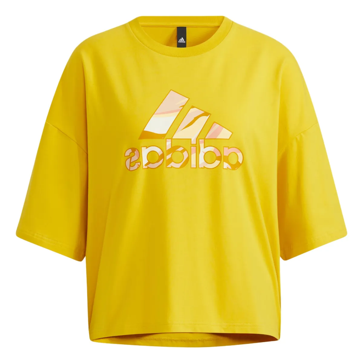 Adidas T-Shirts Women's Yellow Crew Neck Moderate Straight Fit