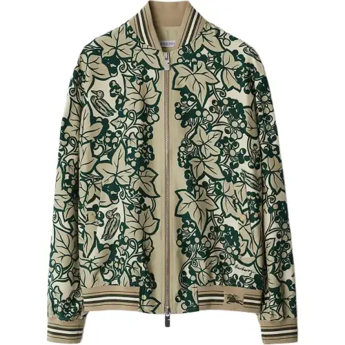 Burberry Ivy Leaf-print Silk Bomber Jacket