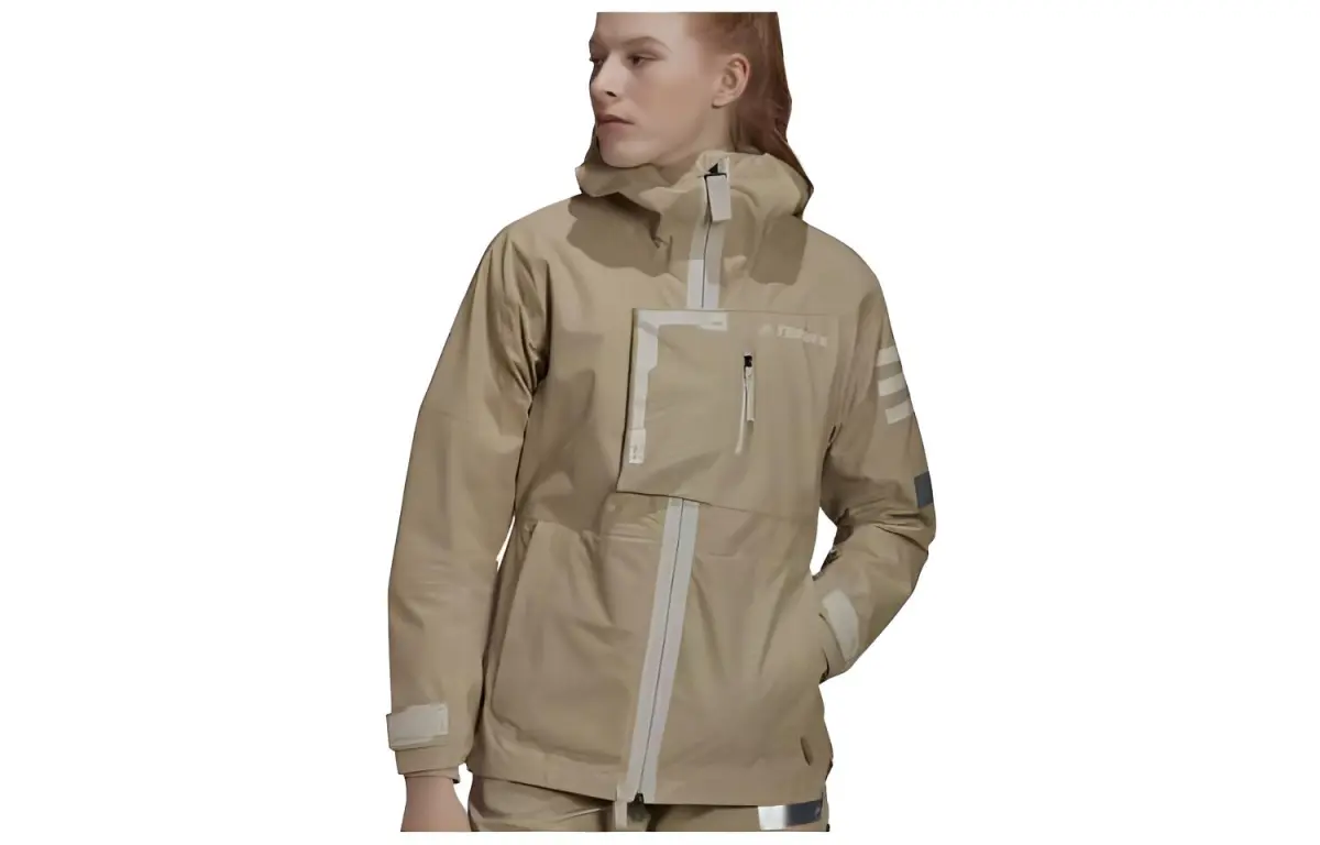 Adidas Jackets Women's Khaki Hooded (Non-detachable) Moderate Straight Fit
