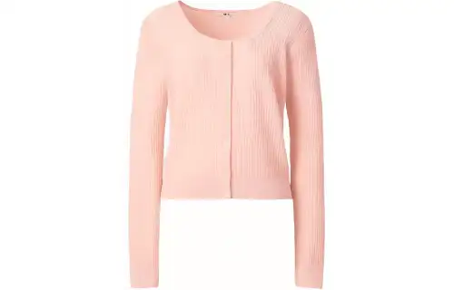 UNIQLO C Collection Knitwear Women's Pink Crew Neck Moderate Cardigan
