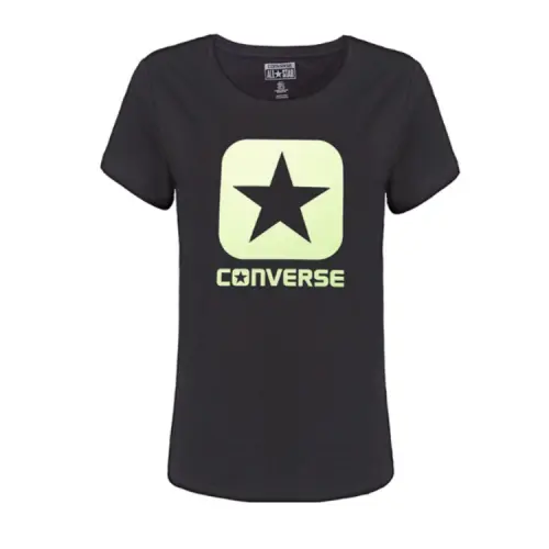 Converse T Shirts Women's Black Crew Neck Moderate Straight Fit