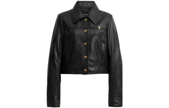 COACH SS23 Leather Jacket Women's Black