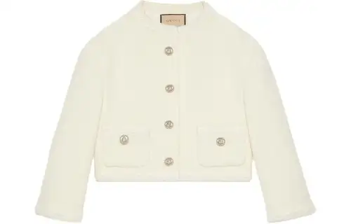 GUCCI Button Up Cropped Tweed Blazer