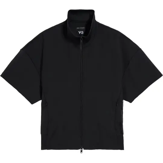 Y-3 однотонная облегающая куртка с воротником-стойкой на молнии и короткими рукавами, женская черная
