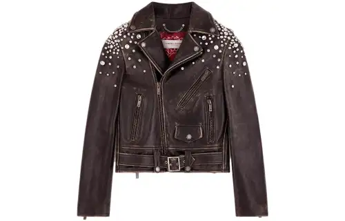 【Previous Season】crystal-embellished leather jacket