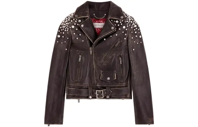 【Previous Season】crystal-embellished leather jacket