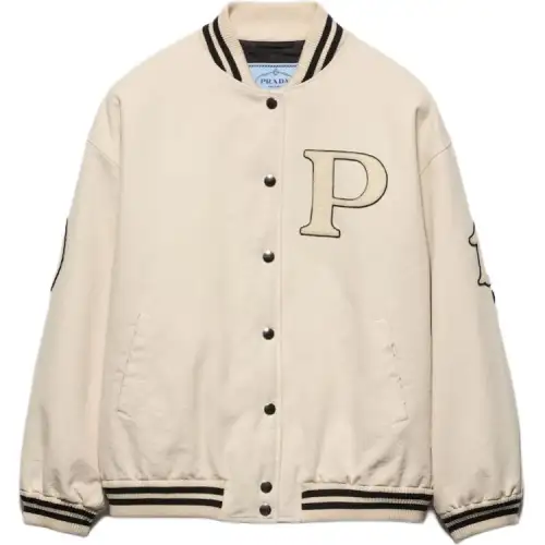PRADA Canvas Bomber Jacket With Patches