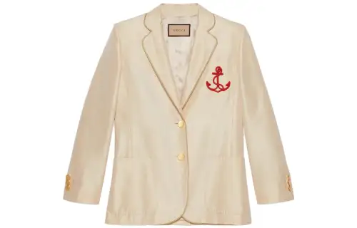 GUCCI Single breasted Patch detail Silk Blazer