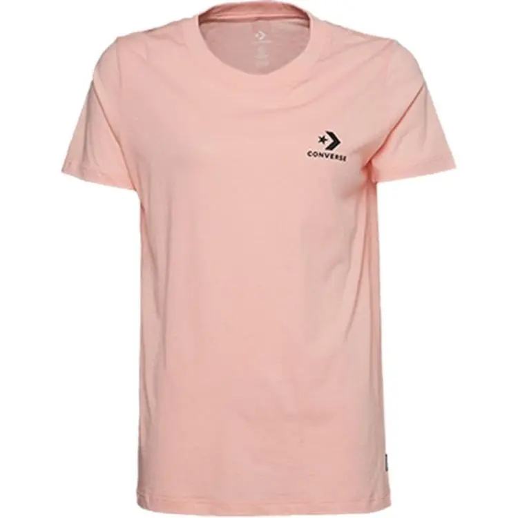 Converse T-Shirts Women's Pink Crew Neck Moderate Straight Fit