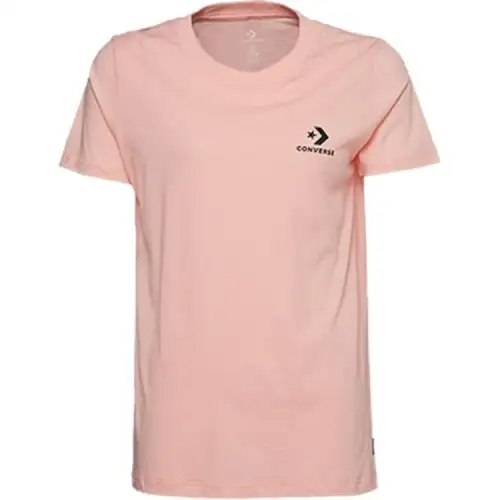Converse T Shirts Women's Pink Crew Neck Moderate