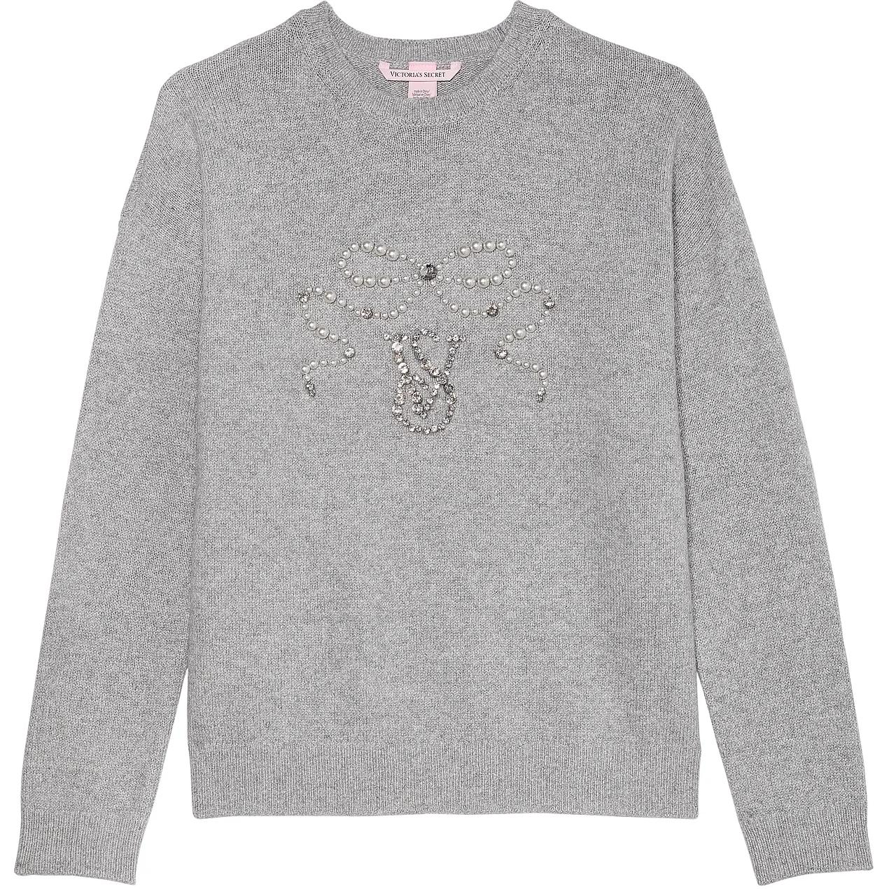 Женское худи Victoria's Secret Embellished Crewneck Sweater (серое)