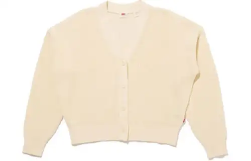 Levis Knitwear Women's Beige V Neck Moderate Cardigan