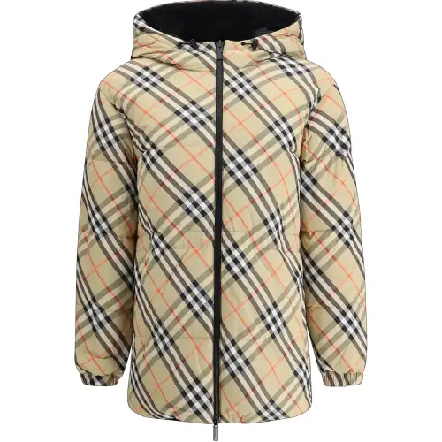 Burberry Checked Hooded Reversible Down Jacket