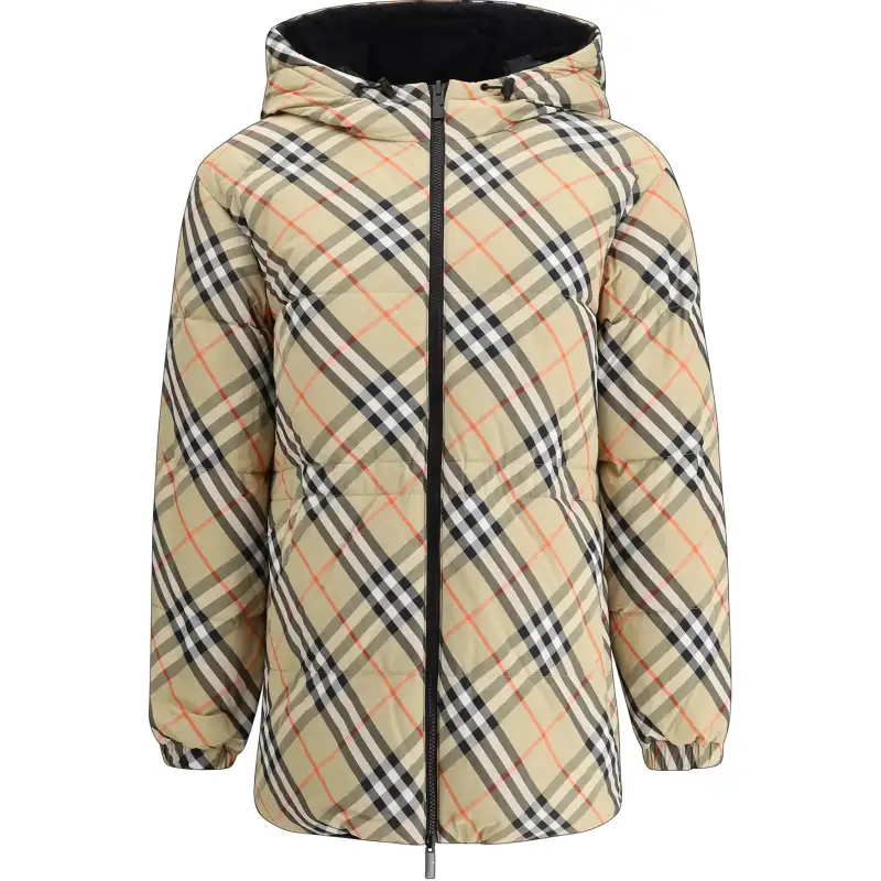 Burberry Checked Hooded Reversible Down Jacket