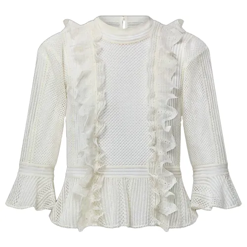 Lv Mesh Knit Ruffle Top