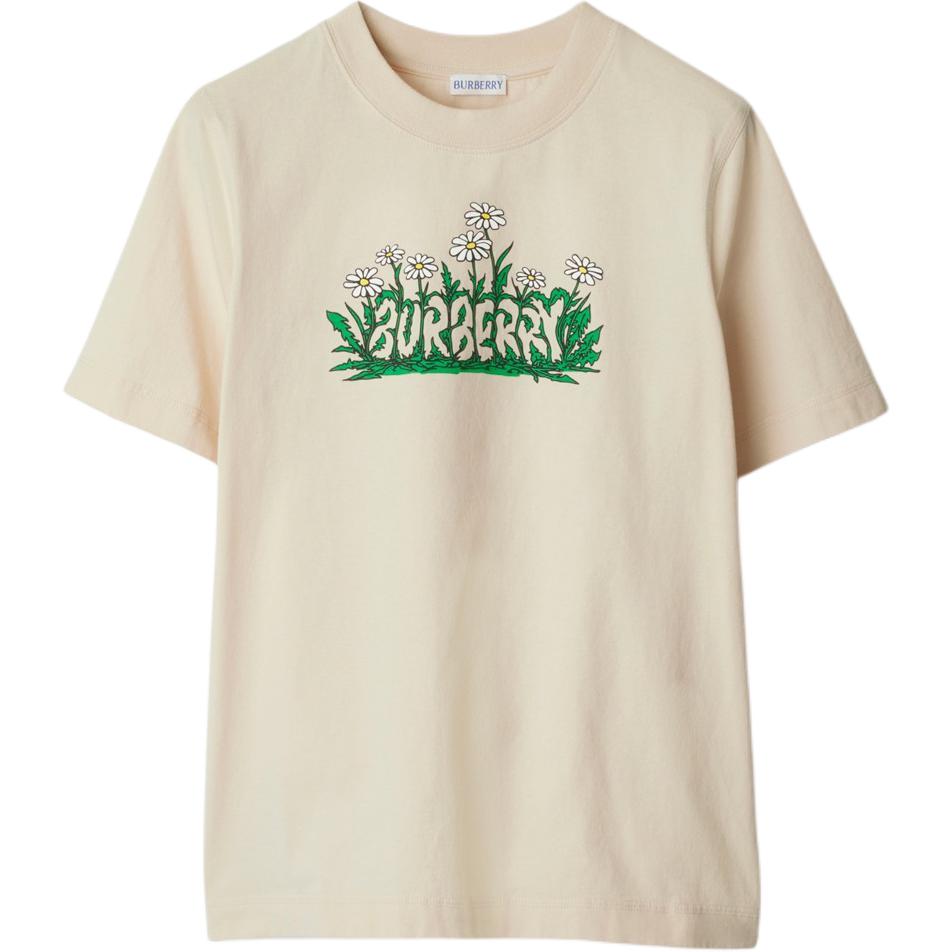 Женская футболка Burberry Burberry FW24 Logo T (светло-желтая)