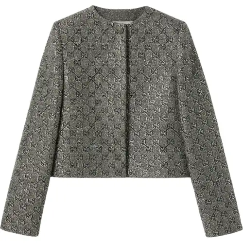 GUCCI Shimmery Monogrammed Tweed Jacket