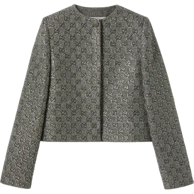 GUCCI Shimmery Monogrammed Tweed Jacket