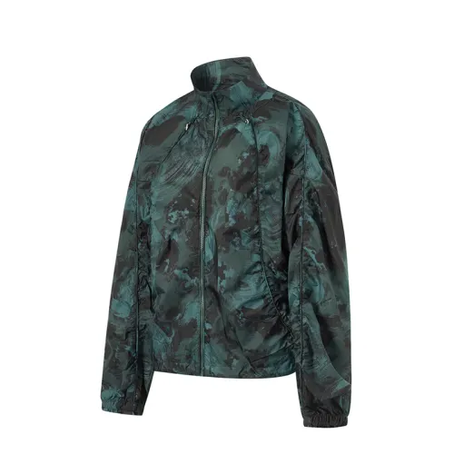 Li Ning Fitness Series Jackets & Coats Women's Cloud Emerald Green Dark Green Black All Over Print