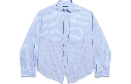 Balenciaga Long Sleeve Cut Up Shirt 'Sky Blue/White'