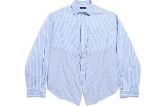 Balenciaga Long Sleeve Cut Up Shirt 'Sky Blue/White'