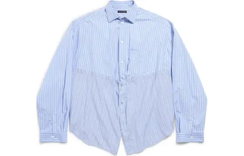 Balenciaga Long Sleeve Cut Up Shirt 'Sky Blue/White'