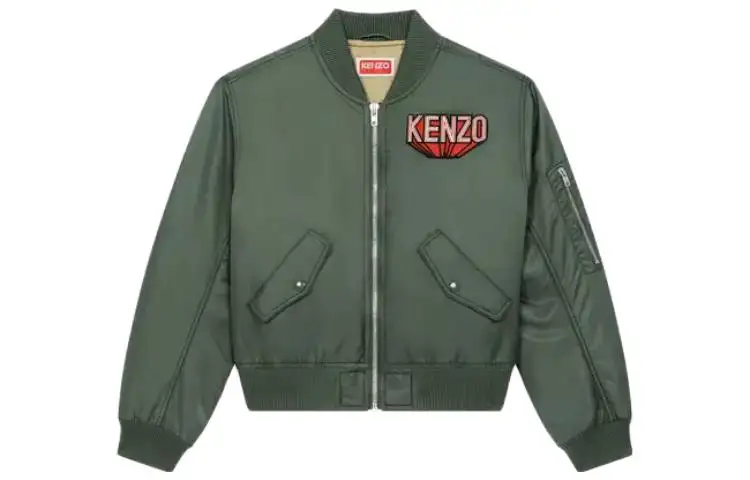 KENZO Jackets Women's Green Baseball Collar Moderate Other