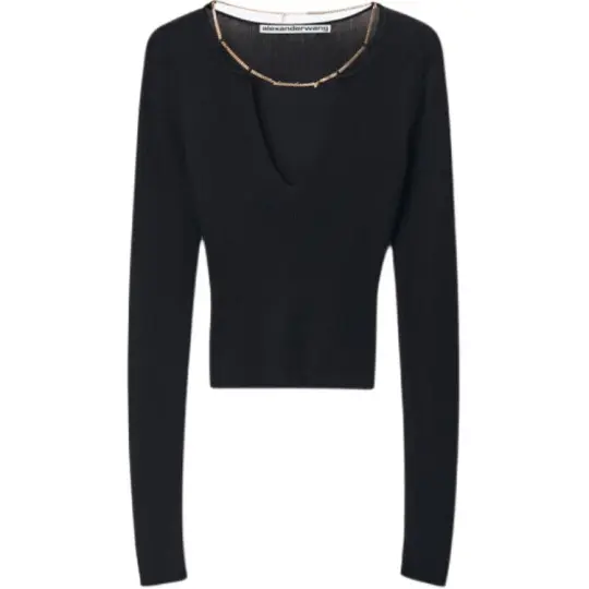 Alexander Wang Logo Plaque Chained Knit Top