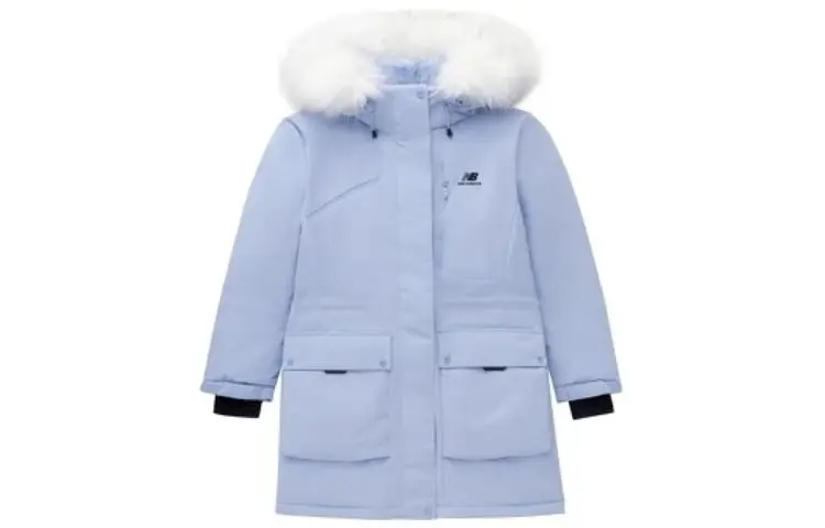 New Balance Down Jackets Women's Blue Hooded Moderate Straight Fit