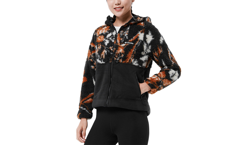 Columbia Fleece Tops Women’s Black Hooded Thickened Other