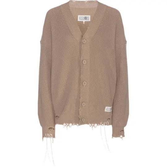 MM6 Maison Margiela Distressed V Neck Cardigan