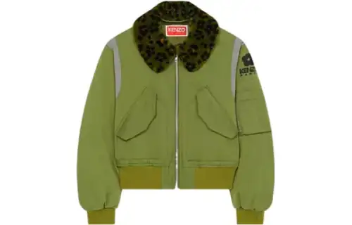 KENZO Hana Leopard Bomber Jacket 'Khaki'