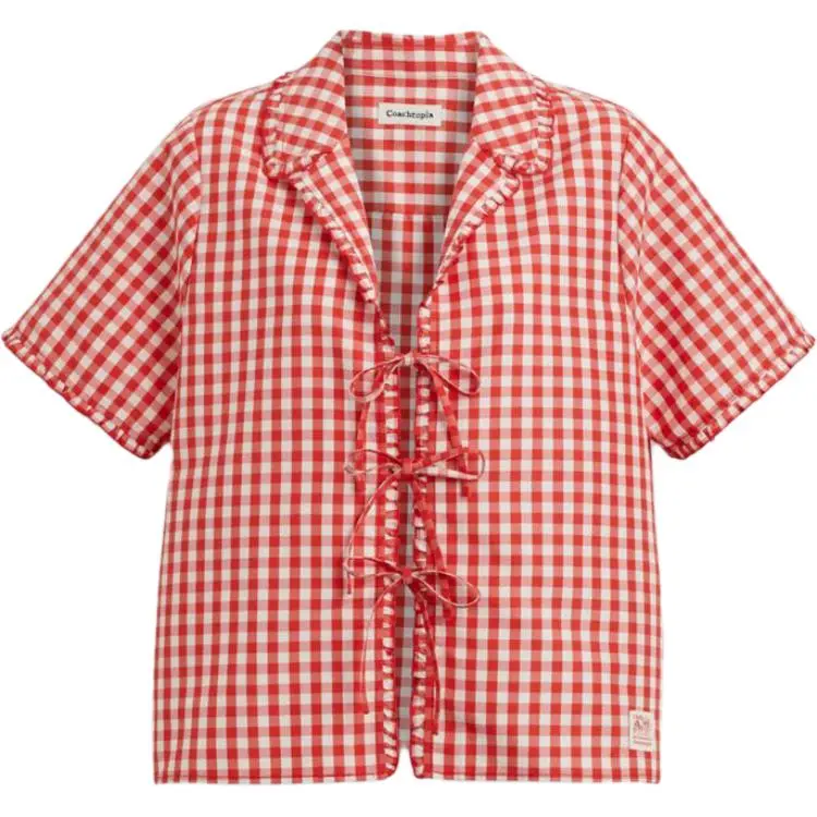 COACH Shirts Women's Red Lapel Moderate Straight Fit