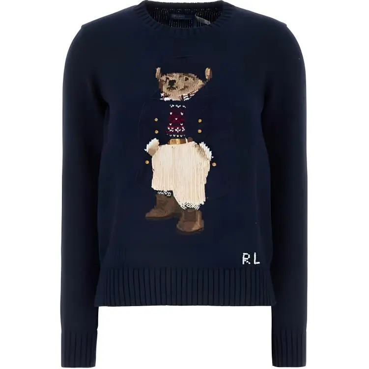 Polo Ralph Lauren Polo Bear Knitwear Loose Fit Women's Hunter Marine Blue Multicolor