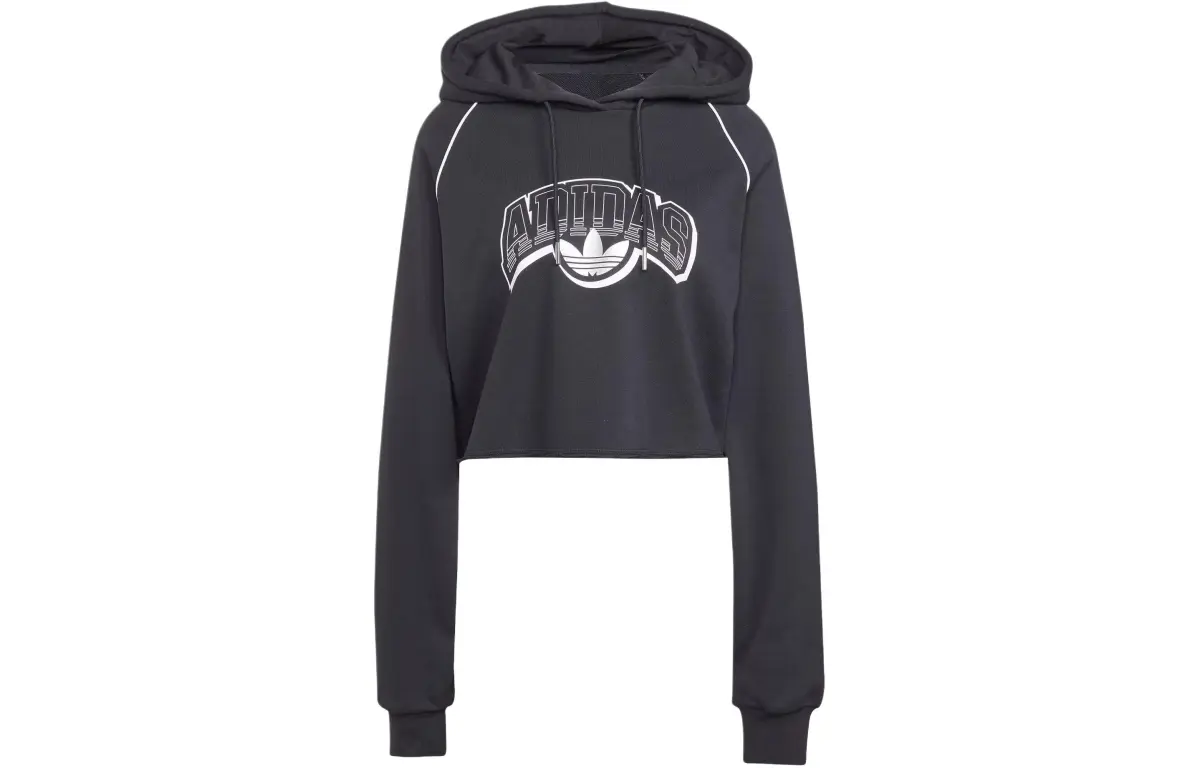 Adidas Originals Cropped Hoodie Sweatshirt Women's Black