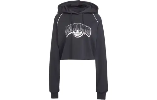 Adidas Originals Cropped Hoodie Sweatshirt Women's Black