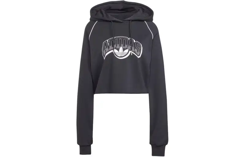 Adidas Originals Cropped Hoodie Sweatshirt Women's Black