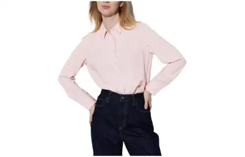 UNIQLO Shirts Women's Pink Pointed Collar Moderate Other