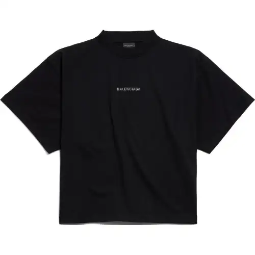 Balenciaga Logo Embellished Mockneck T Shirt