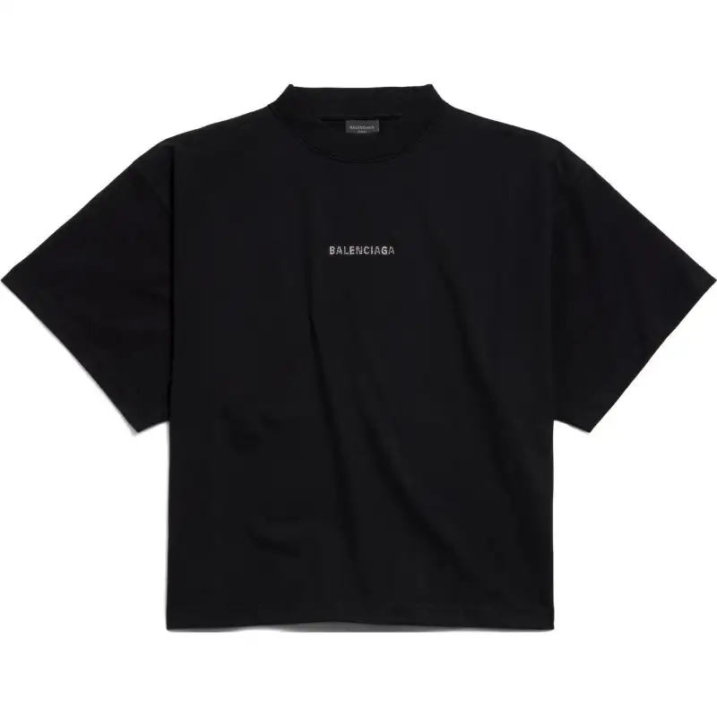 Balenciaga Logo Embellished Mockneck T Shirt