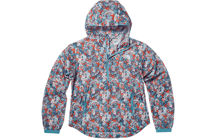 Женская куртка The North Face с цветочным принтом (серая)