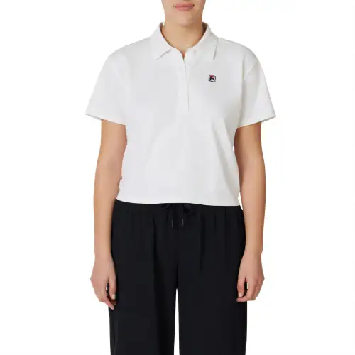 FILA Polo Shirts Women's White Polo Collar Moderate Straight Fit