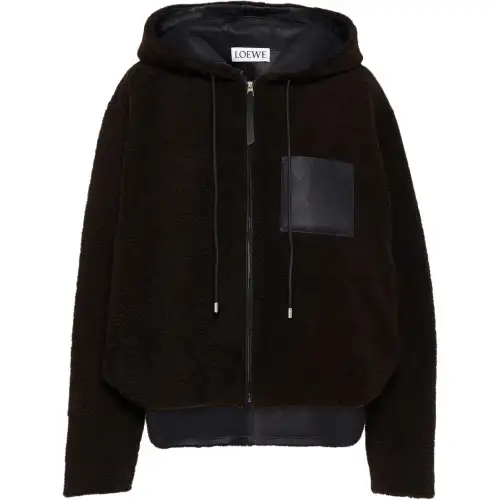 LOEWE Anagram-embossed Hooded Shearling Jacket
