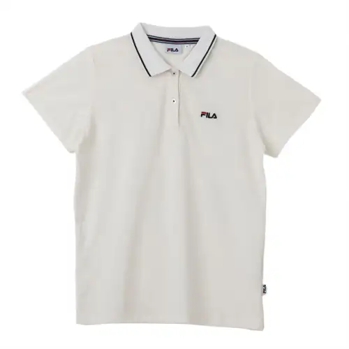 FILA Polo Shirts Women's White Polo Collar Moderate