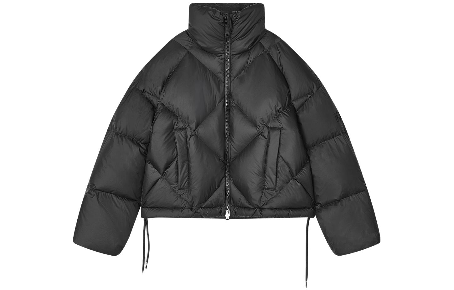 FILA Down Jackets Women's Jet Black Stand Collar Moderate Down Jacket