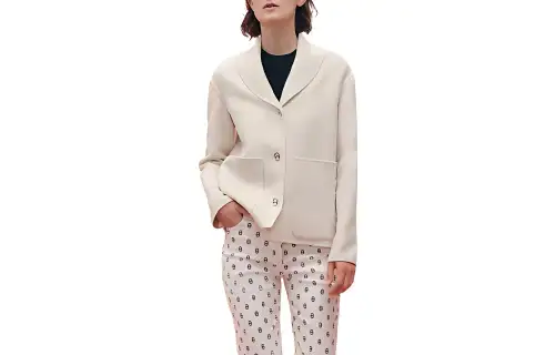 HERMES Jackets Women's Beige Lapel Moderate Other