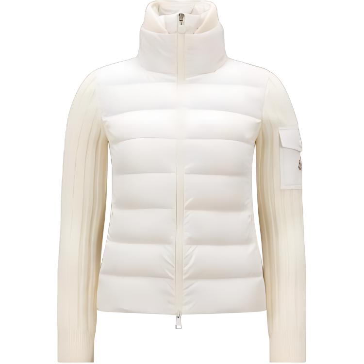 Женский пуховик Moncler Padded Corduroy Padded Wool Cardigan Logo (белый)